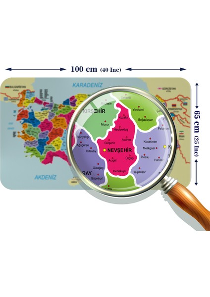 Eğitici ve Öğretici Detaylı Dekoratif Komşulu Türkiye Haritası Duvar Sticker modelleri