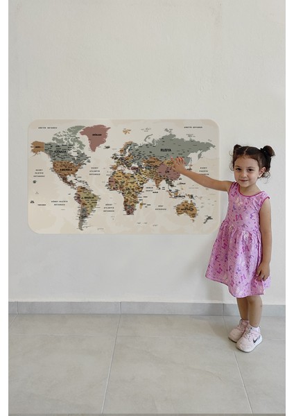 Türkçe Eğitici Ülke ve Başkent Okyanus Detaylı Atlası Dekoratif Dünya Haritası Duvar Sticker fırsatları