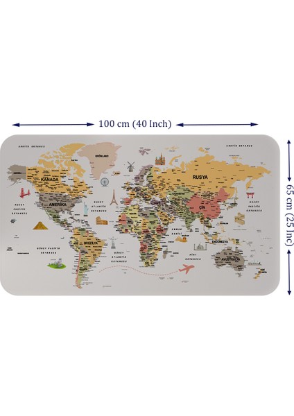 Türkçe Eğitici Ülke ve Başkent Detaylı Atlası Dünya Haritası Duvar Sticker fiyatları