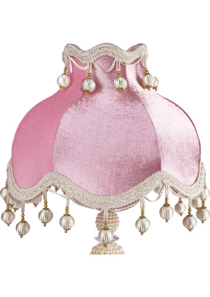 Sarkan Ponpon Dekorlu Abajur Pembe Klasik Model fiyatları