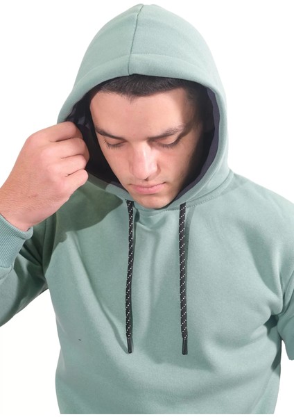 Daniel Milano  Erkek Basic Mint Kapüşonlu SWEATSHIRT-243