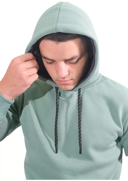 Erkek Basic Mint Kapüşonlu SWEATSHIRT-243 fiyatları