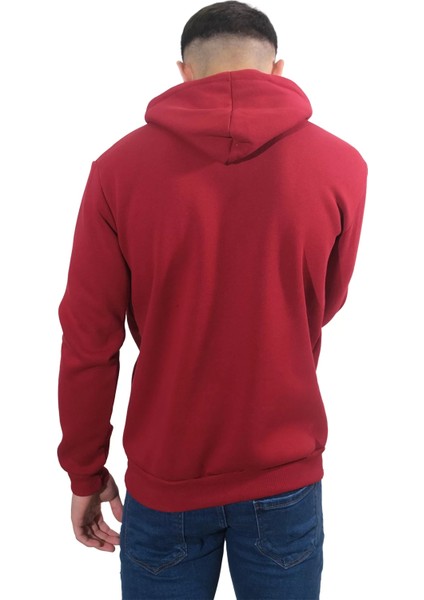 Erkek Basic Bordo Kapüşonlu SWEATSHIRT-245