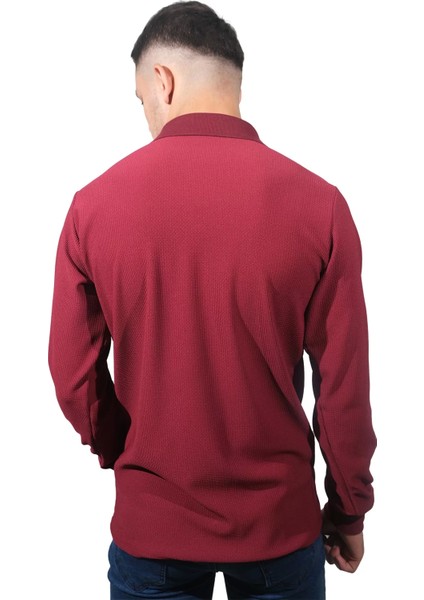 Erkek Polo Yaka Jakar Bordo Kazak fiyatları