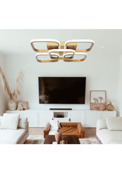 TT302-4+1-ESK Kare Tt Aydınlatma Eskitme Boyalı 5 Li LED Avize
