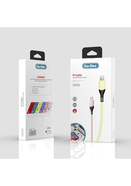 Go Des GD-UC519 Lightning USB Kablo 2.4A Şarj Kablosu 100 cm Data Kablo
