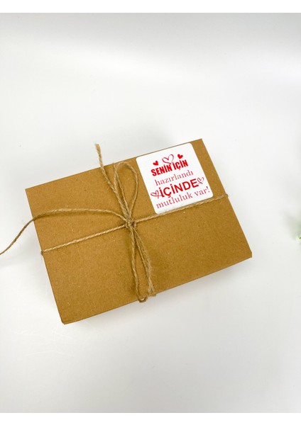 Senin Için Hazırlandı Içinde Mutluluk Var 60X60 mm Kalpli Sticker Etiket fiyatları