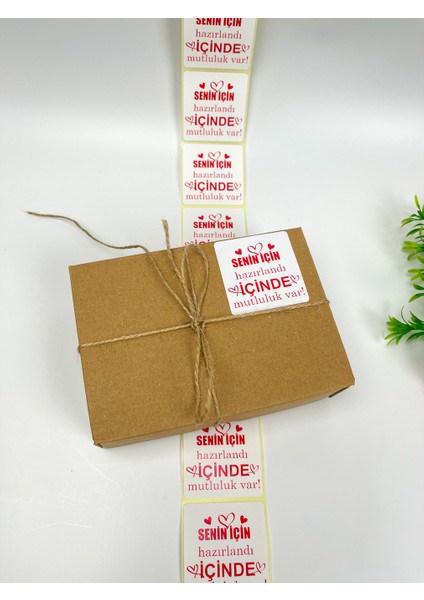 Senin Için Hazırlandı Içinde Mutluluk Var 60X60 mm Kalpli Sticker Etiket modelleri