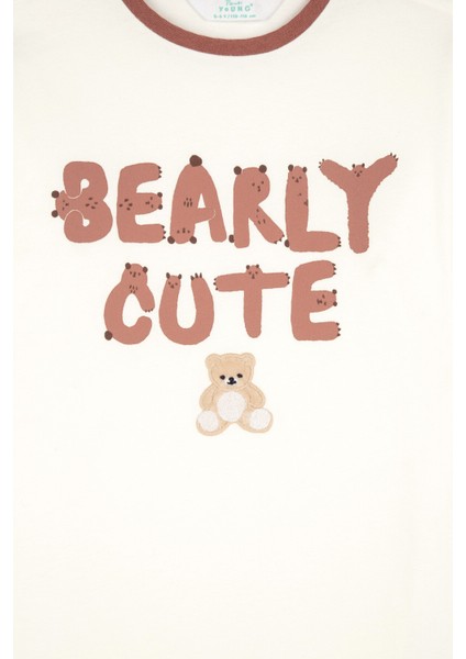 Beyaz Erkek Çocuk Bearly Pijama Takımı modelleri