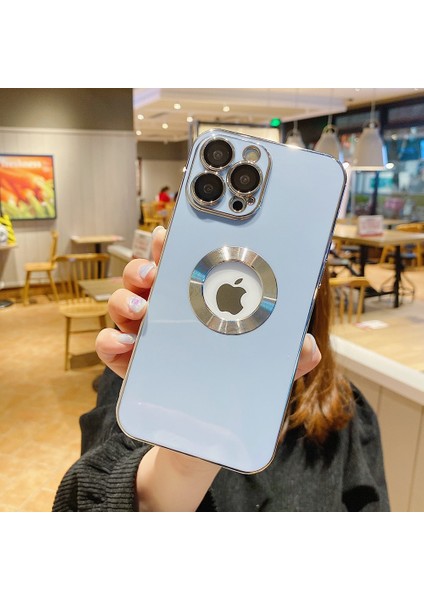 Iphone 11 Pro Max Kılıf Kamera Lens Cam Korumalı Yuvarlak Halkalı Logo Gösteren Parlak Gold