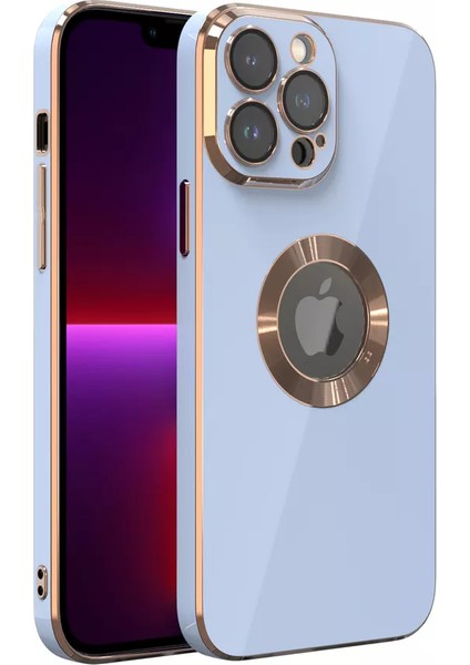 Iphone 11 Pro Max Kılıf Kamera Lens Cam Korumalı Yuvarlak Halkalı Logo Gösteren Parlak Gold