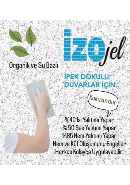 Izojel Organik Ipek Sıva - Dekoratif Yalıtım Sıvası - Ses & Isı & Nem Yalıtımı 4 Mt2 - İzo-066