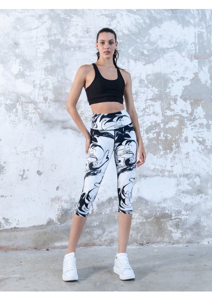 Ekstra Yüksek Bel Desenli Kapri Tayt modelleri