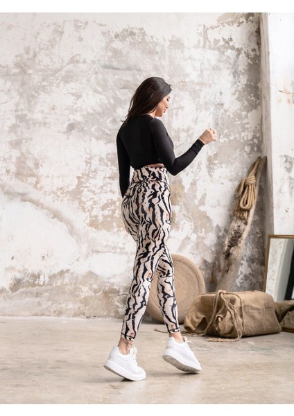 Zebra Desenli Spor Tayt