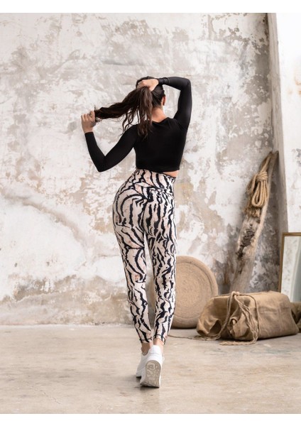 Zebra Desenli Spor Tayt