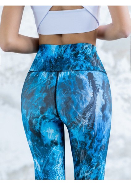 Kadın Mavi Desenli Spor Tayt fırsatları