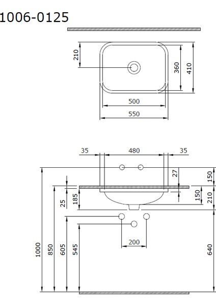 Bocchi Scala Tezgahaltı Lavabo 55 Cm Parlak Bisküvi 1006-014-0125