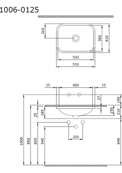 Bocchi Scala Tezgahaltı Lavabo 55 Cm Parlak Beyaz 1006-001-0125