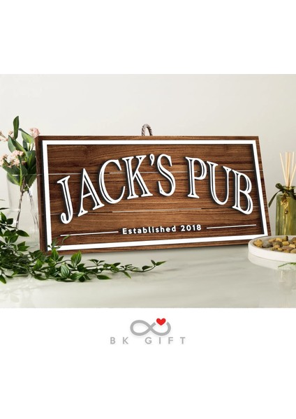 Kişiye Özel Dekoratif Ahşap Cafe&bar Tabelası 46CM - Model 9