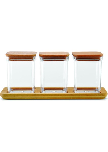 Standlı 3'lü Saklama Kabı Seti 37X16 cm