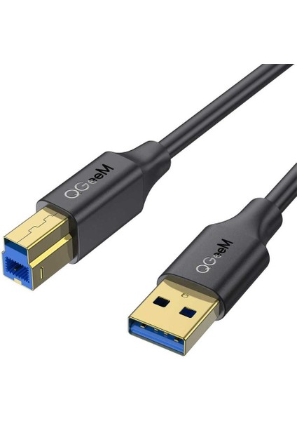 Qgeem QG-CVQ20 Usb-A 3.0 To Usb-B 3.0 Kablo 183 cm Yazıcı Kablosu 5 Gbps Veri Aktarım