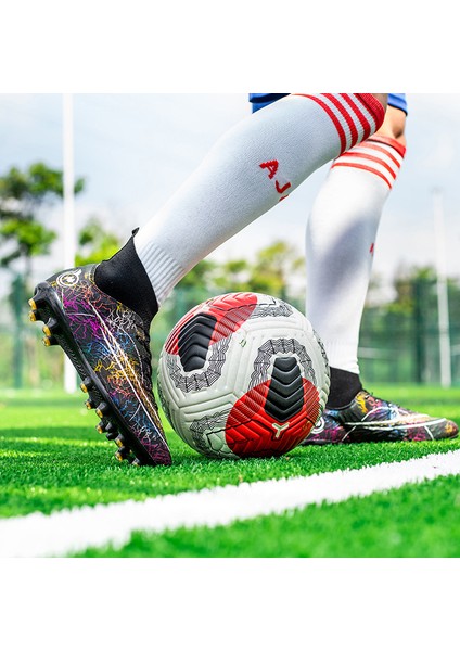 Mandarin Yüksek Top Suni Çim Ag Sivri Deri Ayak Antrenmanı Pratik Futbol Ayakkabısı (Yurt Dışından)