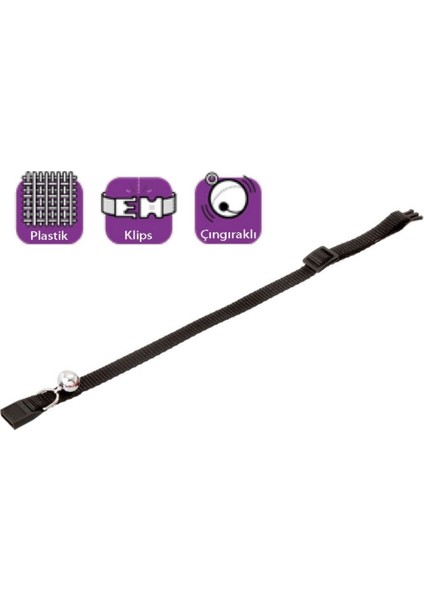 Boyun Tasma Çıngıraklı 30 cm Siyah