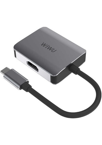 Alpha A20VH 2 In 1 Type-C Hub HDMI 4K + VGA Çoğaltıcı Adaptör