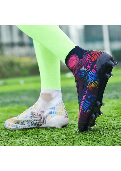 Yüksek Belli Mandarin Ördek Rengi Karışım ve Eşleştirme Uzun Çivili Suni Çim Futbol Ayakkabısı (Yurt Dışından) modelleri