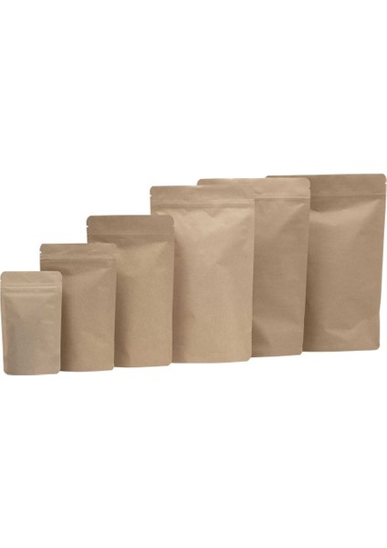 Kraft Aluminyum Kilitli Doypack Ambalaj 13 x 22,5 + 3,5 cm. 250 gr. - 50 Adet