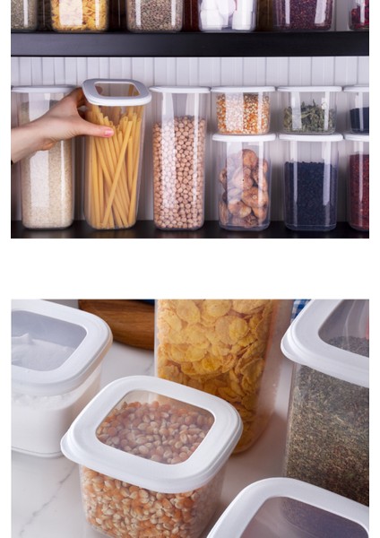 Etiketli Kare Erzak Saklama Kabı 6'lı Set Orta Boy 1,2 Litre Beyaz fiyatları