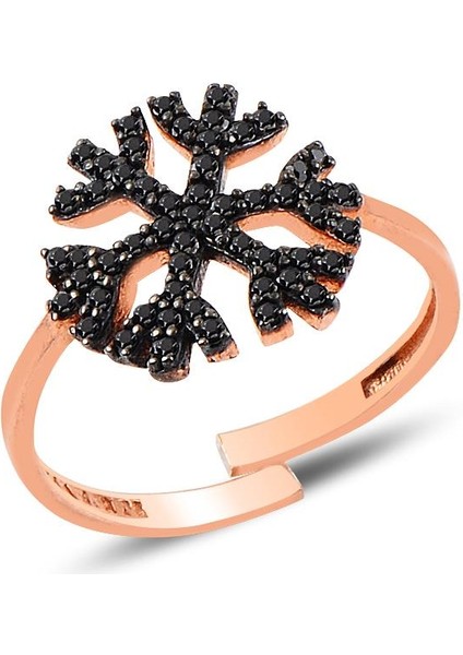 Gümüş Siyah Taşlı Ayarlamalı Kartanesi Modeli Yüzük