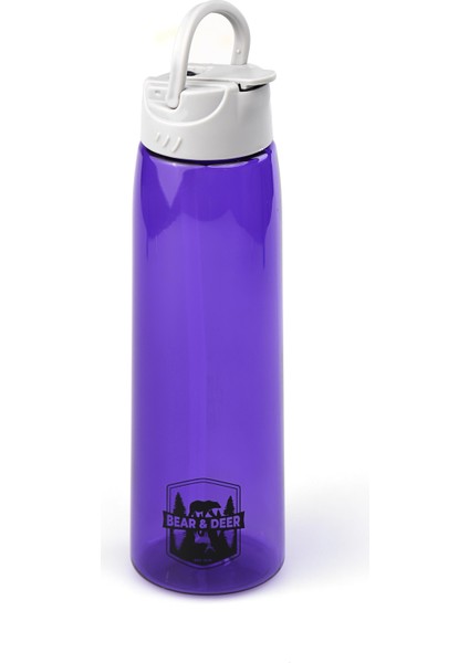 Tritan Oynar Tutacaklı Pastel Mavi Şeffaf Plastik Matara 750 ml - MT0005