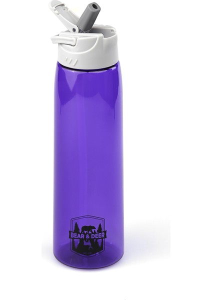 Tritan Oynar Tutacaklı Pastel Mavi Şeffaf Plastik Matara 750 ml - MT0005