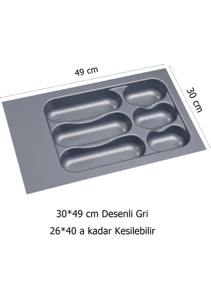 Çekmece Içi Kaşıklık 30 x 49 cm Mutfak Çekmece Düzenleyici Gri