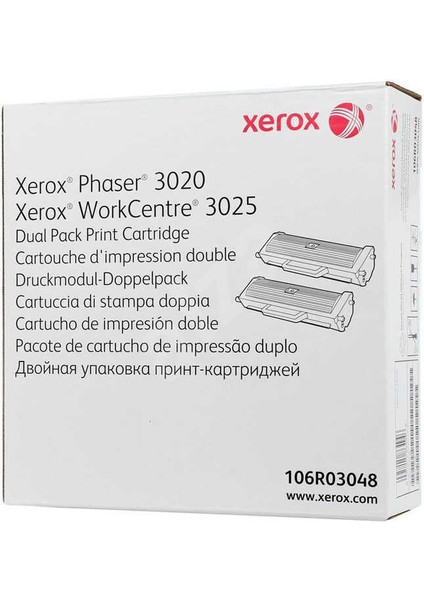 106R03048 Siyah 2'li Orijinal Toner Kartuşu 2X1500 Sayfa phaser 3020 WORKCENTRE 3025