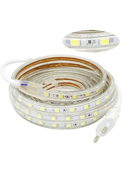 Hortum Esnek Şerit LED Beyaz Işık + 220V FIŞ/1,2,3,4,5,10,15,20,25,50,100 Metre