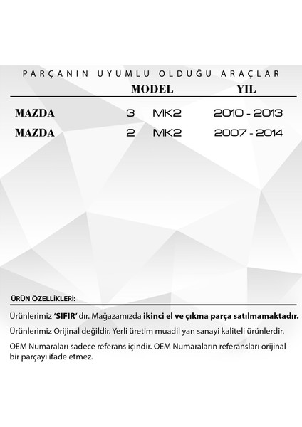 Mazda Eski Model Için Ayna Dişlisi
