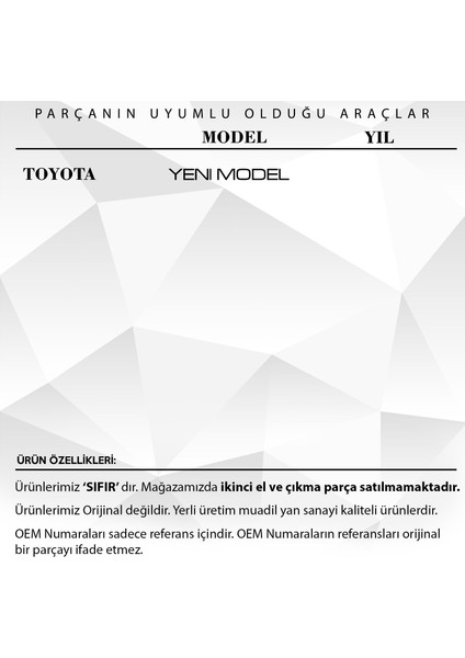 Toyota Yeni Model Için Ayna Dişlisi