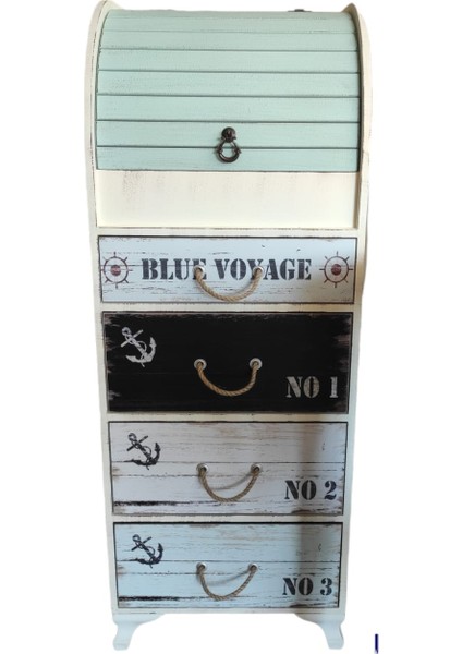 Ahşap 5 Çekmeceli Sebzelik Kiler Ekmeklik Blue Voyage 1125