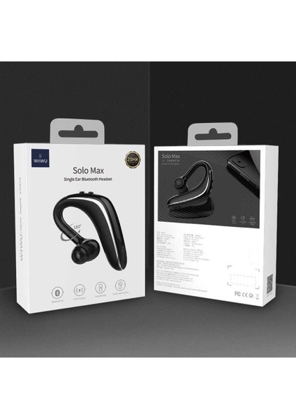 Solo Max Bluetooth Kablosuz Tekli Kulaklık V5.0 Single Wireless Kulak Içi