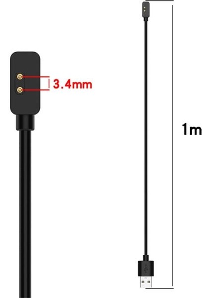 Polham Xiaomi Mi Band 7 Pro ve Redmi Watch 2 Manyetik Şarj Kablosu, 1 Metre Ultra Hızlı Şarj Kablosu