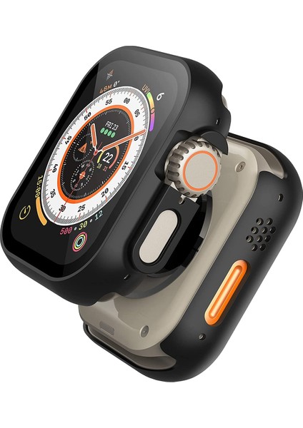 Apple Watch Ultra 49 mm Ekran ve Kasa Koruyucu Gard Kasa Siyah