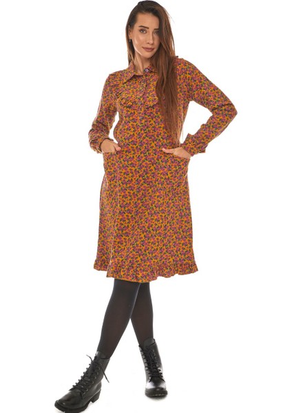 Pazen Hardal Yakalı Kısa Elbise fiyatları