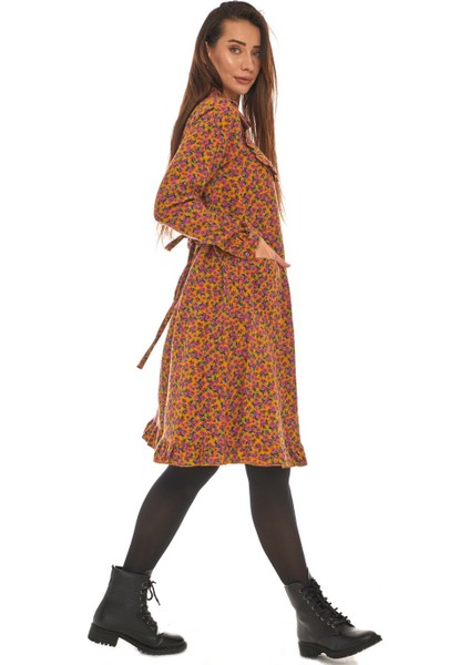 Pazen Hardal Yakalı Kısa Elbise modelleri