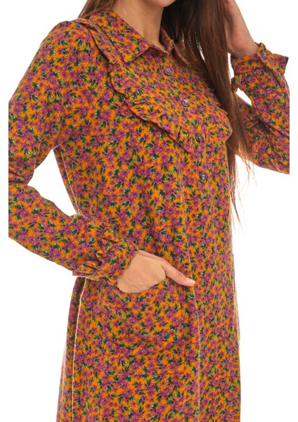 Pazen Hardal Yakalı Kısa Elbise indirimleri