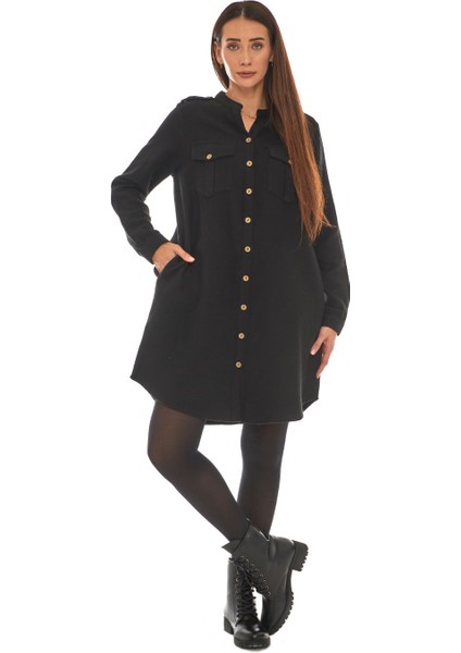 Pazen Siyah Gömlek Elbise