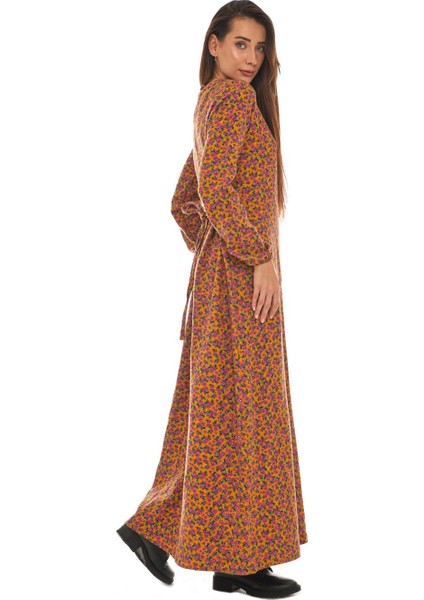 Pazen Hardal Desenli Uzun Elbise modelleri