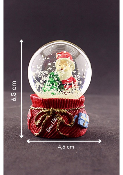 2023 Yeni Yıl Hediyesi Yılbaşı 2023 Noel Baba ve Çam Ağacı Mini Boy Kar Küresi 6,5 cm