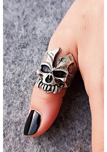 Kuru Kafa Şekilli Erkek Yüzük Gümüş Kaplama Ayarlanabilir El Yapımı Erkek Yüzük fiyatları